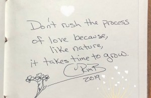 Don't rush the process 
of love because, like nature, 
it takes time to grow. 